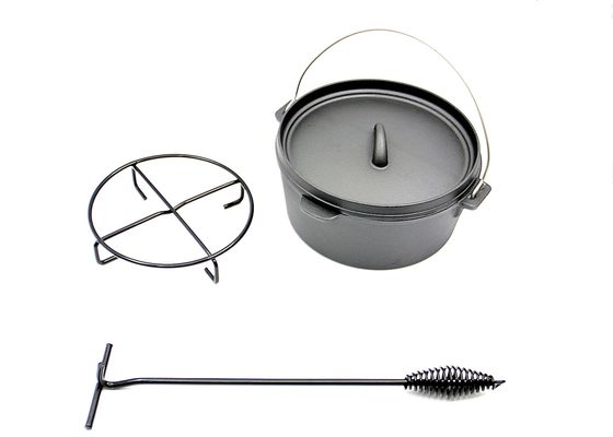 Pre-seasoned Cast Iron Dutch Oven with Stainless Steel Handle