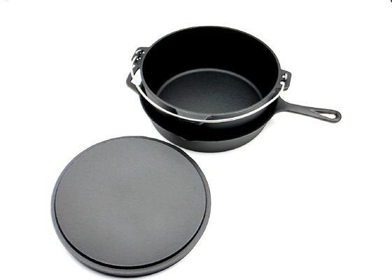 Pre-seasoned Cast Iron Dutch Oven with Stainless Steel Handle