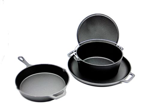 Cast Iron Frying Pan,Grill Pan , dutch oven 3 Piece-set Pre Seasoned for all stove