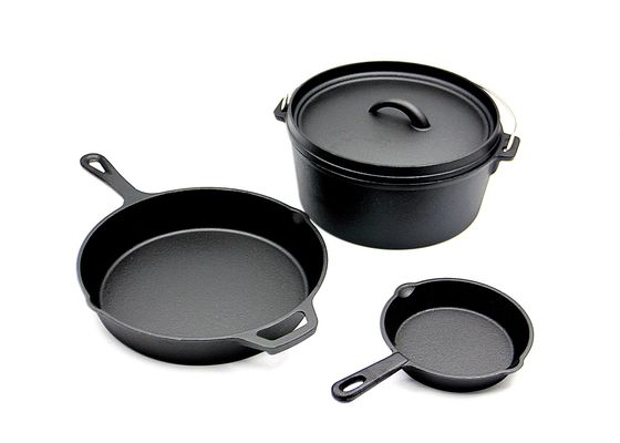 3 Piece Pre Seasoned Cast Iron Frying Pan Set BSCI SGS ISO9005