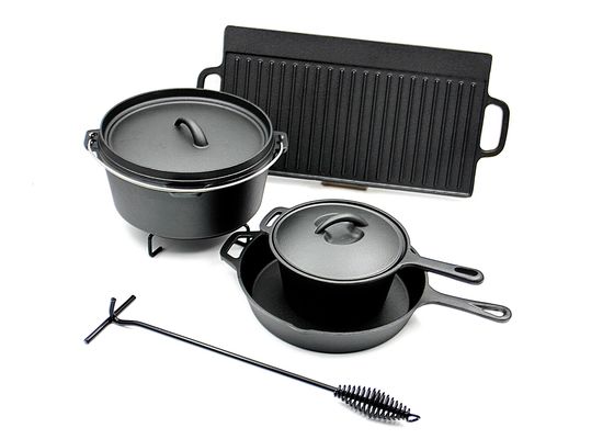 Non Stick Camping Cooking Set Cast Iron Frying Pan Set SGE/LFGB/FAD Certificates