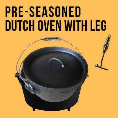 31X14&quot; Cast Iron Double Dutch Oven Pre Seasoned Matt Black With Legs