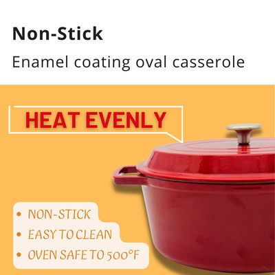 Enamel Iron Stew Pot 4.5L / 6.8L Two Handles For Kitchenware