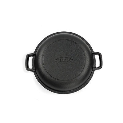 26cm Cast Iron Casserole 4.8L Cast Iron Dutch Oven 2 In 1 Easy Handle