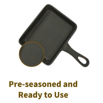 Square Cast Iron Grill Griddle Pre seasoned Grill Skillet Pan 17.3*10.5*2.2cm