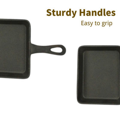 Square Cast Iron Grill Griddle Pre seasoned Grill Skillet Pan 17.3*10.5*2.2cm