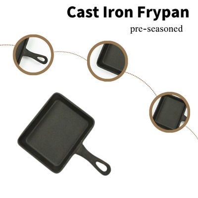 Square Cast Iron Grill Griddle Pre seasoned Grill Skillet Pan 17.3*10.5*2.2cm