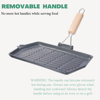 13.8inch Cast Iron Grill Griddle Non Stick Grill Pan For Camping