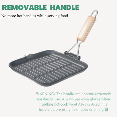 Square Cast Iron Grill Griddle Pre Seasoned Flat Iron Skillet Grill With Folding Handle