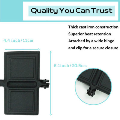 Pre Seasoned Cast Iron Sandwich Pan 20.5*11cm High Temperature Resistance