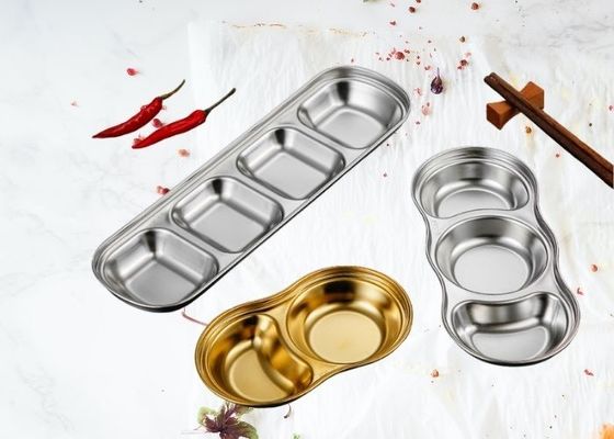 Divided Seasoning Sauce Stainless Steel Dip Dish OEM &amp; ODM For Home Restaurant