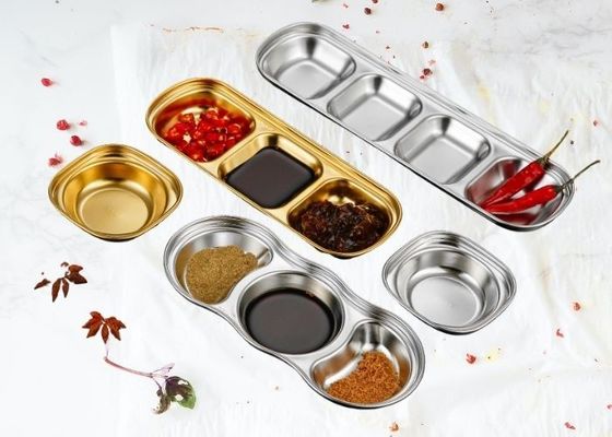 Divided Seasoning Sauce Stainless Steel Dip Dish OEM &amp; ODM For Home Restaurant