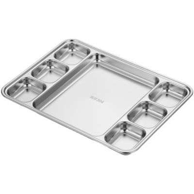 Rectangular Stainless Steel Divided Dinner Metal Plate Trays