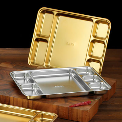 Rectangular Stainless Steel Divided Dinner Metal Plate Trays