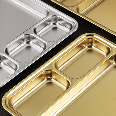 Rectangular Stainless Steel Divided Dinner Metal Plate Trays