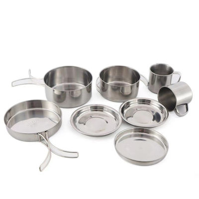 8pcs Camping Cooking Set Stainless Camping Set Hiking Pot ISO9001