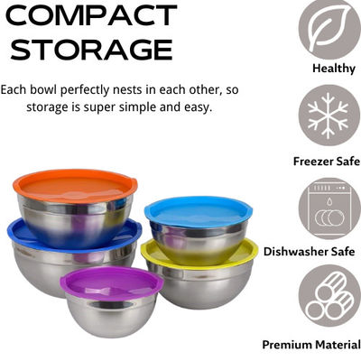 Polished Stainless Steel Cookware Sets Rust Resistant Salad Bowl Stainless Steel