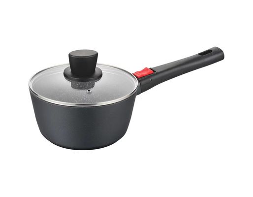 Large Deep Dish Aluminumpot 28cm With Glass Lid Black