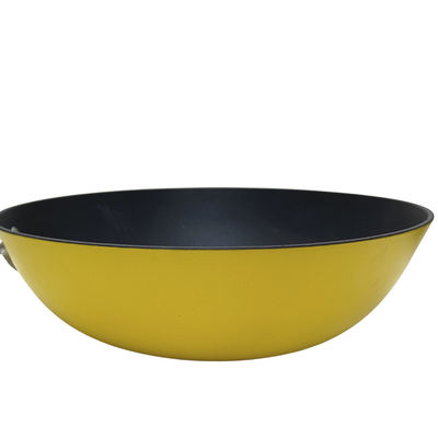 Premium 13Inch Cast Iron Skillet Chinese Wok With Tempered Glass Lid And Non Stick