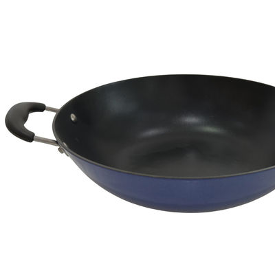 Premium 13Inch Cast Iron Skillet Chinese Wok With Tempered Glass Lid And Non Stick