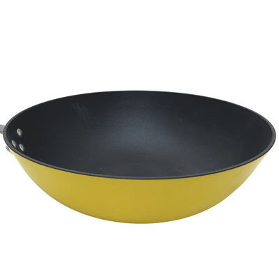Premium 13Inch Cast Iron Skillet Chinese Wok With Tempered Glass Lid And Non Stick