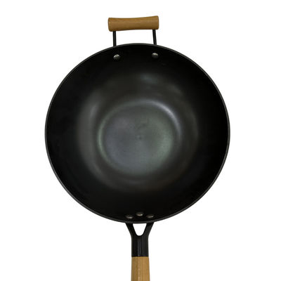 Versatile 12Inch Cast Iron Skillet Chinese Wok With Heat Resistant Handle