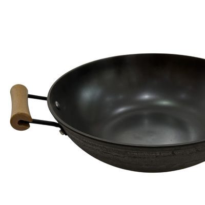 Versatile 12Inch Cast Iron Skillet Chinese Wok With Heat Resistant Handle