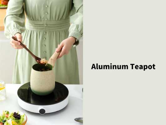 Induction Ready Aluminum Teapot Non Stick With Detachable Handle And Glass Lid