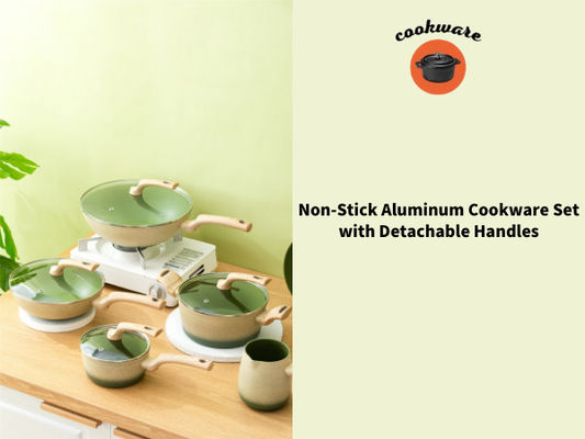 BSCI Lightweight Aluminum Cookware Set 8Piece With Wooden Handle