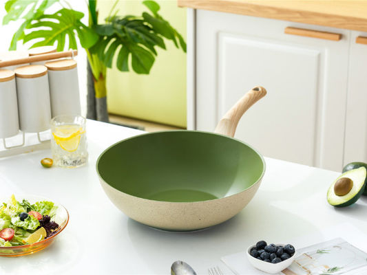 Premium Aluminum Chinese Wok With Tempered Glass Lid And Non Stick Coating