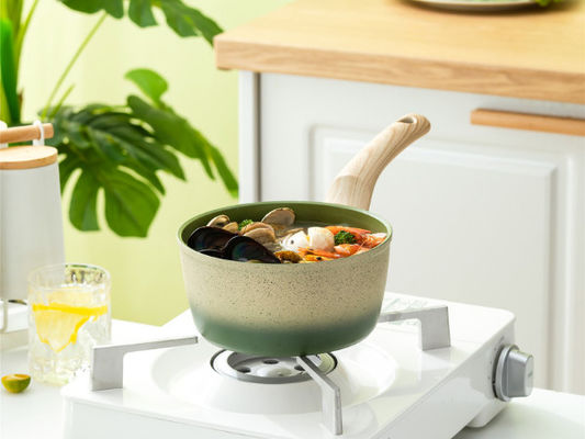 Cast Iron Aluminum Wok Saucepan With Non Stick Coating And Heat Resistant Handles