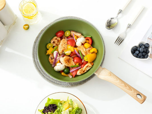Premium Aluminum Chinese Wok With Tempered Glass Lid And Non Stick Coating