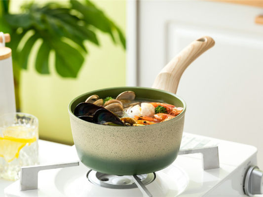 Cast Iron Aluminum Wok Saucepan With Non Stick Coating And Heat Resistant Handles