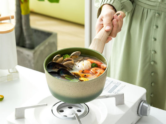 Cast Iron Aluminum Wok Saucepan With Non Stick Coating And Heat Resistant Handles