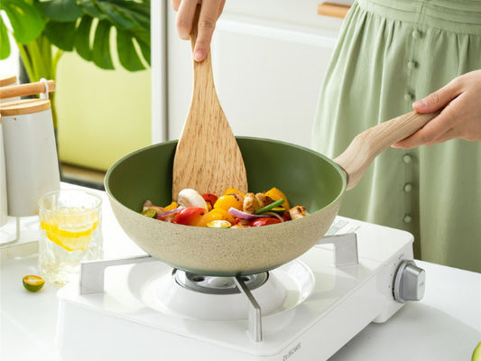 Premium Aluminum Chinese Wok With Tempered Glass Lid And Non Stick Coating