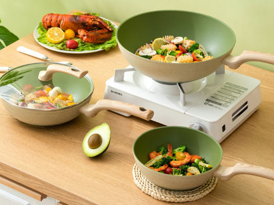 Durable 4Piece Aluminum Cast Iron Skillet Cookware Set With Tempered Glass Lids