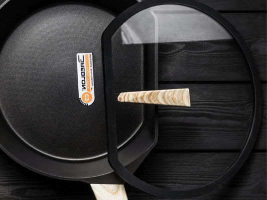 BSCI Large Deep Dish Aluminum Frying Pan 10Inch With Glass Lid