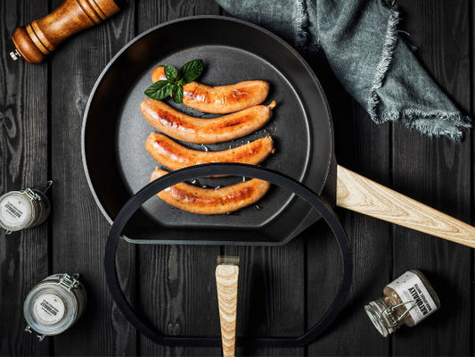 BSCI Large Deep Dish Aluminum Frying Pan 10Inch With Glass Lid