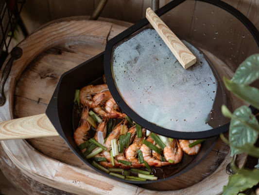 BSCI Large Deep Dish Aluminum Frying Pan 10Inch With Glass Lid