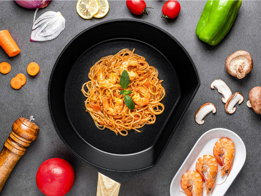 BSCI Large Deep Dish Aluminum Frying Pan 10Inch With Glass Lid