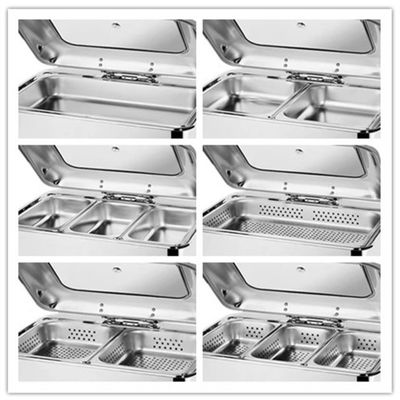 Heating Buffet Stainless Steel Stove Full Flip Soup Stove Hotel Breakfast Rectangle