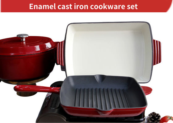 Enameled Coating Cast Iron Baking Pan Casserole With Skillet