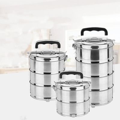 Stainless steel multifunctional lunch box with compartments and multiple layers portable lunch box
