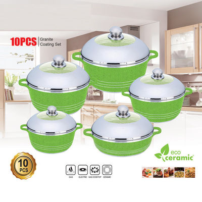 10pcs New Design Die-casting Non Stick Aluminum Cookware Sets Soup Pot