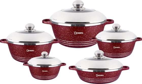 10pcs New Design Die-casting Non Stick Aluminum Cookware Sets Soup Pot