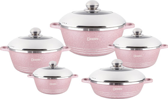 10pcs New Design Die-casting Non Stick Aluminum Cookware Sets Soup Pot