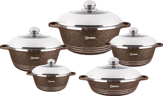 10pcs New Design Die-casting Non Stick Aluminum Cookware Sets Soup Pot