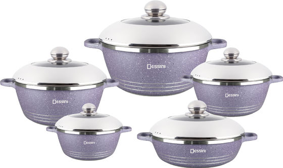 10pcs New Design Die-casting Non Stick Aluminum Cookware Sets Soup Pot