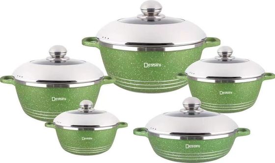 10pcs New Design Die-casting Non Stick Aluminum Cookware Sets Soup Pot