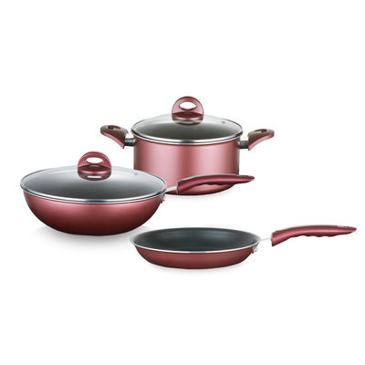 Multifunctional Burgundy Non-Stick Aluminum Cookware 3-Piece Set